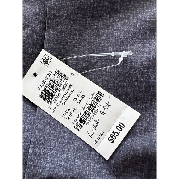 Alfani Mens Slub-Texture Dress Shirt Button Down Charcoal Gray Long Sleeve - Picture 5 of 5